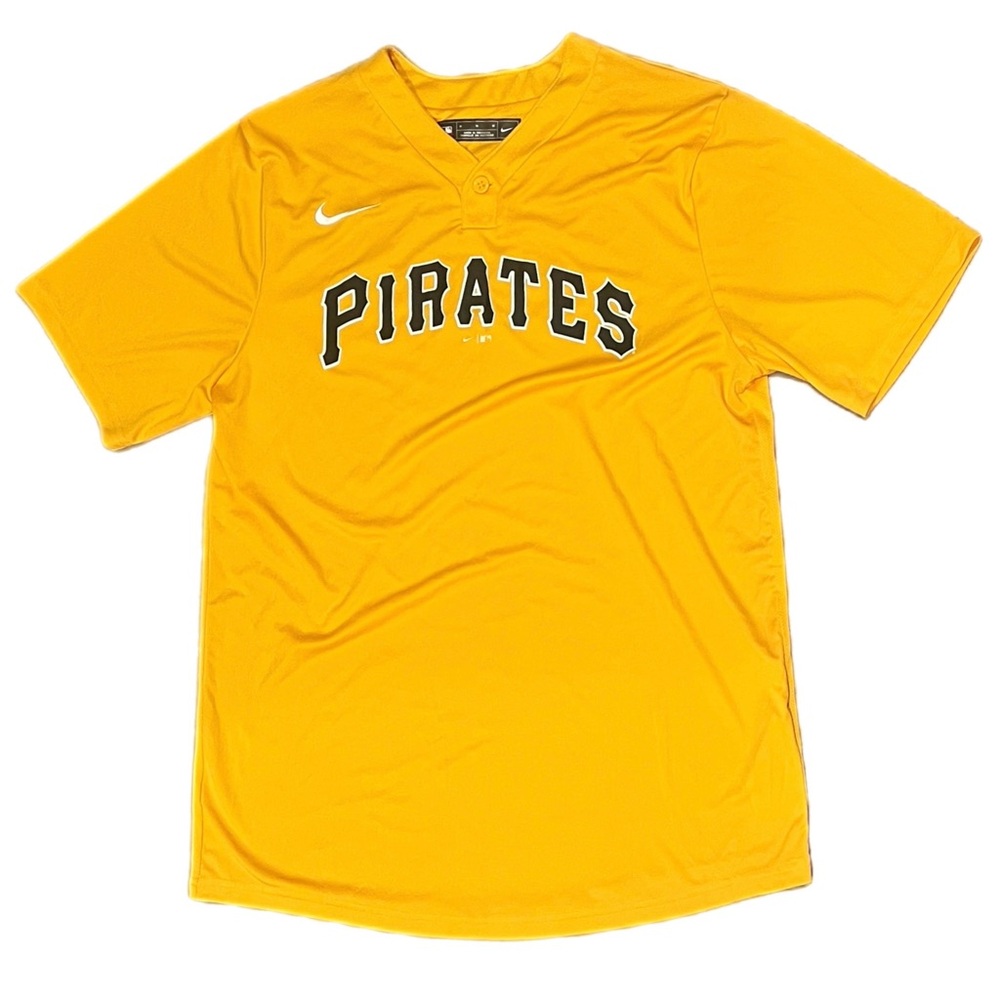 Used Nike MLB Pittsburgh Pirates One-Button Pullover Jersey Gold Size Medium